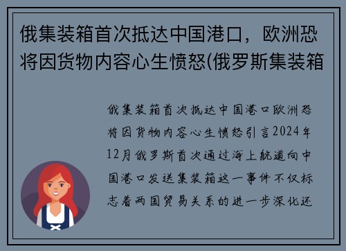 俄集装箱首次抵达中国港口，欧洲恐将因货物内容心生愤怒(俄罗斯集装箱限重)